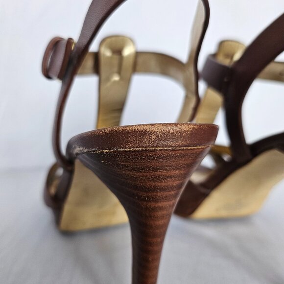 MARC FISHER Brown Stiletto Heels with Gold Accents, Women's Size 6M - Picture 7 of 11